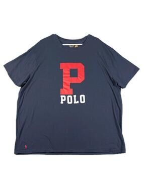 Polo Ralph Lauren Mens 3XB Blue Red Logo Graphic T Shirt Streetwear Cotton